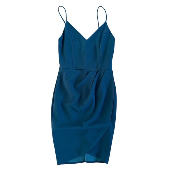 FOREVER YOUR GIRL BODYCON DRESS teal blue HOCO sz Small LuLu cocktail party 938 - Picture 4 of 13